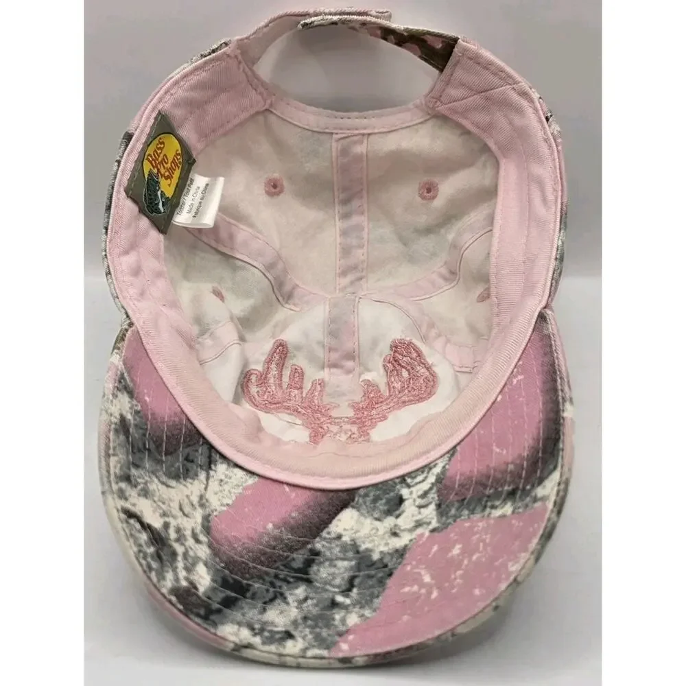Bass Pro Shops Girl Toddler Adjustable Hook And Loop Strap‎ Cap Hat Pink Camo